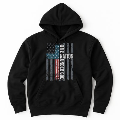 ONE NATION UNDER GOD USA Cross Flag Christian ON BACK Hoodie