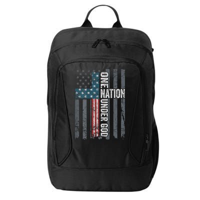 ONE NATION UNDER GOD USA Cross Flag Christian ON BACK City Backpack