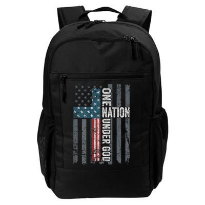 ONE NATION UNDER GOD USA Cross Flag Christian ON BACK Backpack