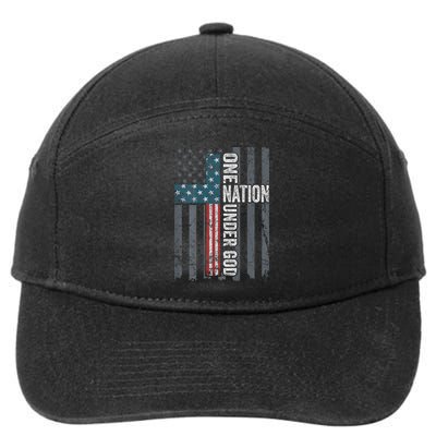 ONE NATION UNDER GOD USA Cross Flag Christian ON BACK 7-Panel Snapback Hat