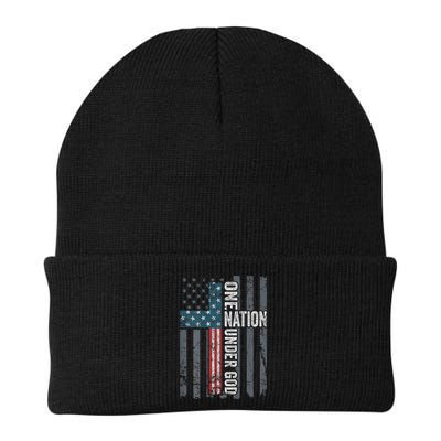 ONE NATION UNDER GOD USA Cross Flag Christian ON BACK Beanie
