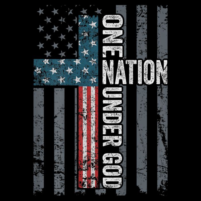 ONE NATION UNDER GOD USA Cross Flag Christian ON BACK Flatbill Hat
