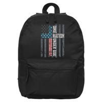ONE NATION UNDER GOD USA Cross Flag Christian ON BACK 16 in Basic Backpack