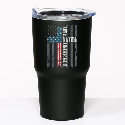 ONE NATION UNDER GOD USA Cross Flag Christian ON BACK Tumbler