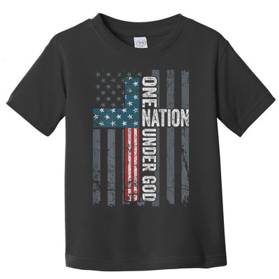ONE NATION UNDER GOD USA Cross Flag Christian ON BACK Toddler T-Shirt