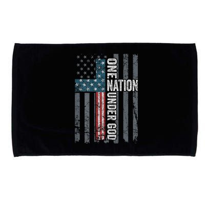 ONE NATION UNDER GOD USA Cross Flag Christian ON BACK Microfiber Hand Towel