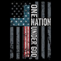 ONE NATION UNDER GOD USA Cross Flag Christian ON BACK Kids T-Shirt