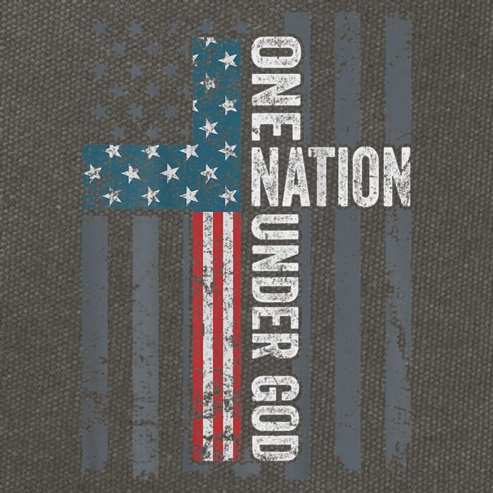 ONE NATION UNDER GOD USA Cross Flag Christian ON BACK Cotton Canvas Backpack
