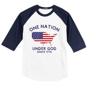 One Nation Under God Since 1776 Patriotic American July 4th Baseball Sleeve Shirt