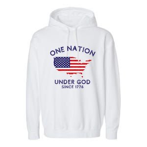 One Nation Under God Since 1776 Patriotic American July 4th Garment-Dyed Fleece Hoodie