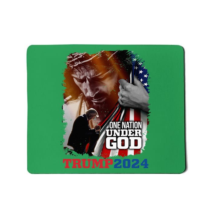 One Nation Under God President Trump 2024 America Christian Mousepad