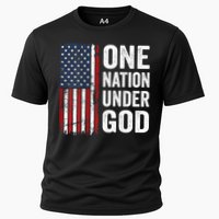 One Nation Under God Patriotic Christian Usa Flag Cooling Performance Crew T-Shirt