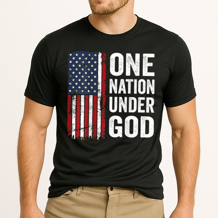 One Nation Under God Patriotic Christian Usa Flag Cooling Performance Crew T-Shirt