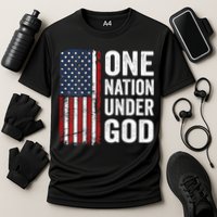 One Nation Under God Patriotic Christian Usa Flag Cooling Performance Crew T-Shirt