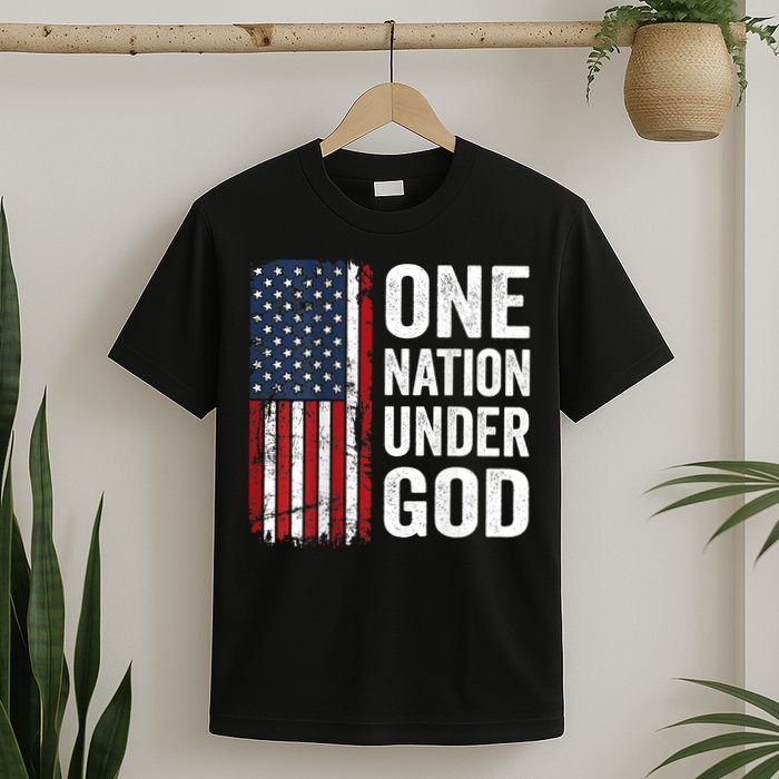 One Nation Under God Patriotic Christian Usa Flag T-Shirt