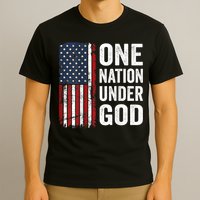 One Nation Under God Patriotic Christian Usa Flag T-Shirt