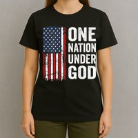 One Nation Under God Patriotic Christian Usa Flag T-Shirt