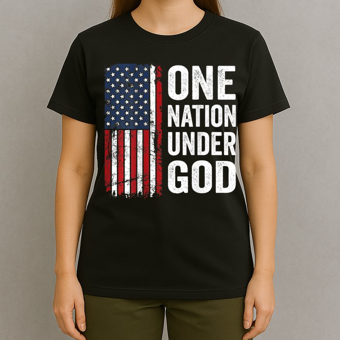 One Nation Under God Patriotic Christian Usa Flag T-Shirt