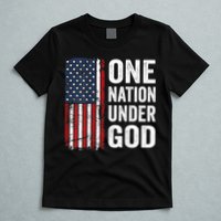 One Nation Under God Patriotic Christian Usa Flag T-Shirt
