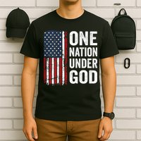 One Nation Under God Patriotic Christian Usa Flag T-Shirt