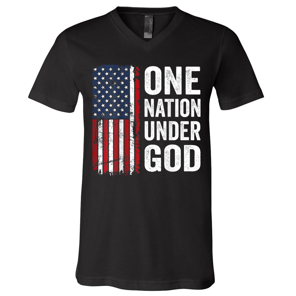 One Nation Under God Patriotic Christian Usa Flag V-Neck T-Shirt
