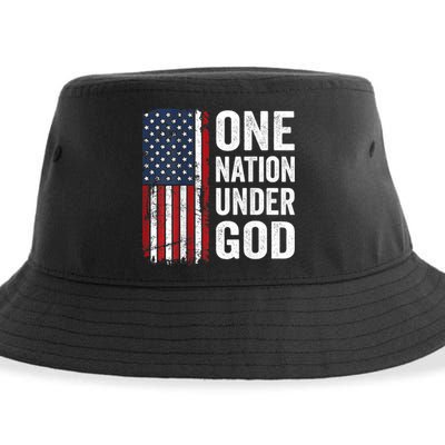 One Nation Under God Patriotic Christian Usa Flag Sustainable Bucket Hat