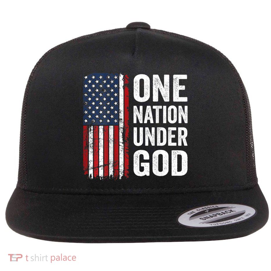 One Nation Under God Patriotic Christian Usa Flag Flatbill Hat