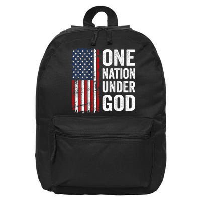 One Nation Under God Patriotic Christian Usa Flag 16 in Basic Backpack