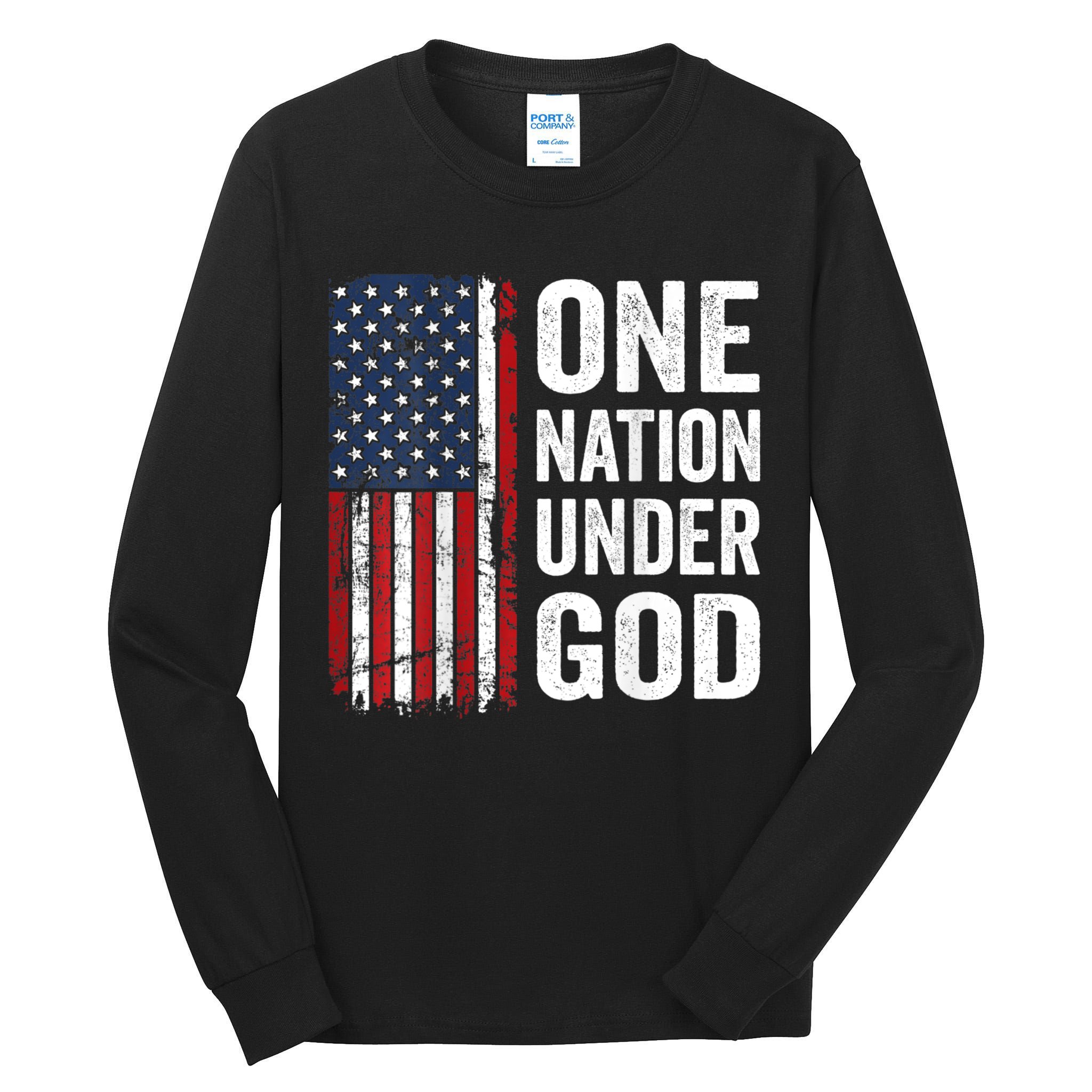 One Nation Under God Patriotic Christian Usa Flag Tall Long Sleeve T-Shirt