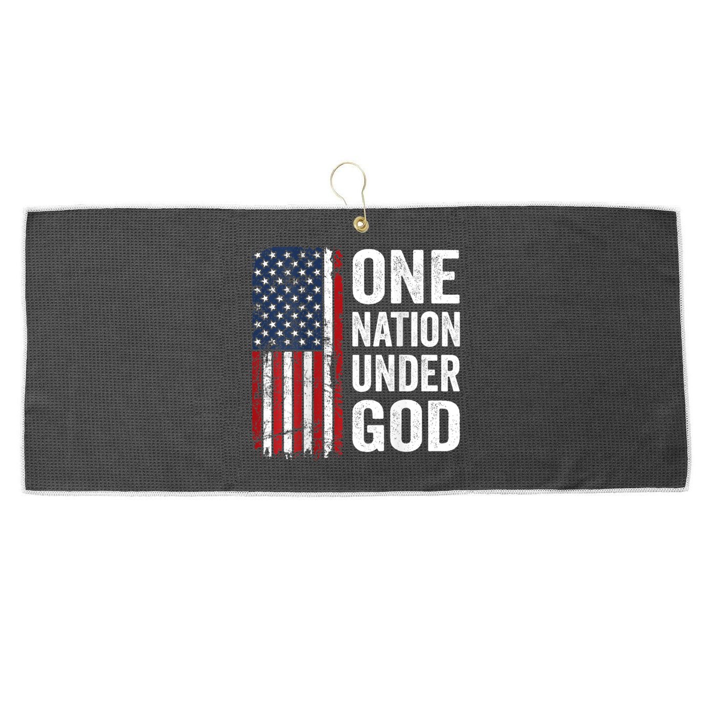 One Nation Under God Patriotic Christian Usa Flag Large Microfiber Waffle Golf Towel