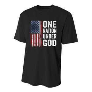 One Nation Under God Patriotic Christian Usa Flag Youth Performance Sprint T-Shirt