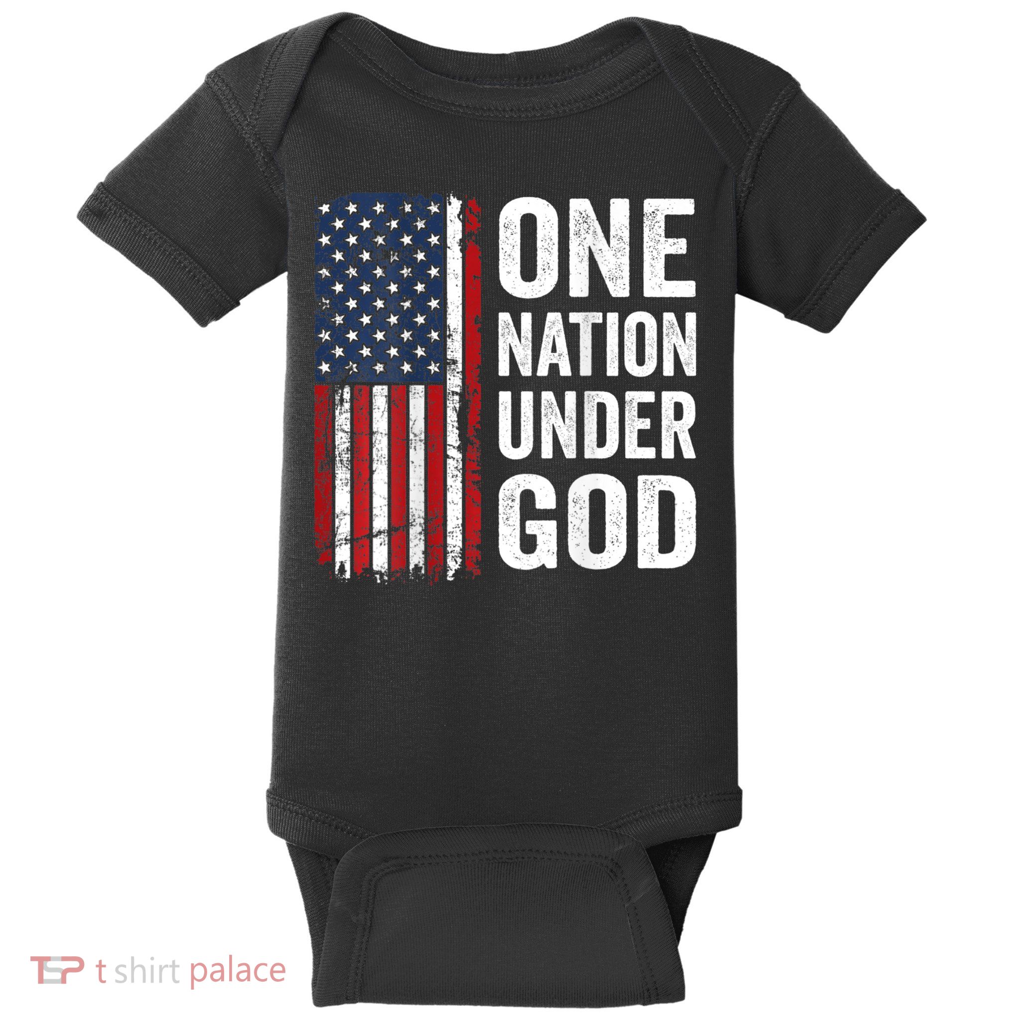 One Nation Under God Patriotic Christian Usa Flag Baby Bodysuit