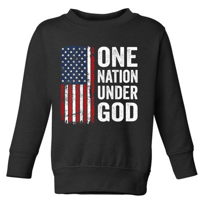 One Nation Under God Patriotic Christian Usa Flag Toddler Sweatshirt