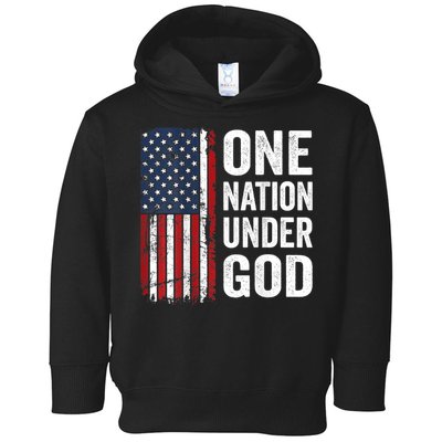 One Nation Under God Patriotic Christian Usa Flag Toddler Hoodie
