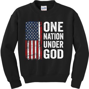 One Nation Under God Patriotic Christian Usa Flag Kids Sweatshirt