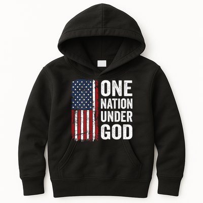 One Nation Under God Patriotic Christian Usa Flag Kids Hoodie