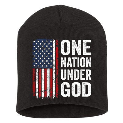 One Nation Under God Patriotic Christian Usa Flag Short Acrylic Beanie