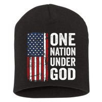 One Nation Under God Patriotic Christian Usa Flag Short Acrylic Beanie