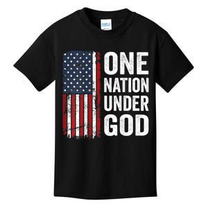 One Nation Under God Patriotic Christian Usa Flag Kids T-Shirt