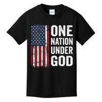 One Nation Under God Patriotic Christian Usa Flag Kids T-Shirt