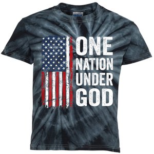 One Nation Under God Patriotic Christian Usa Flag Kids Tie-Dye T-Shirt