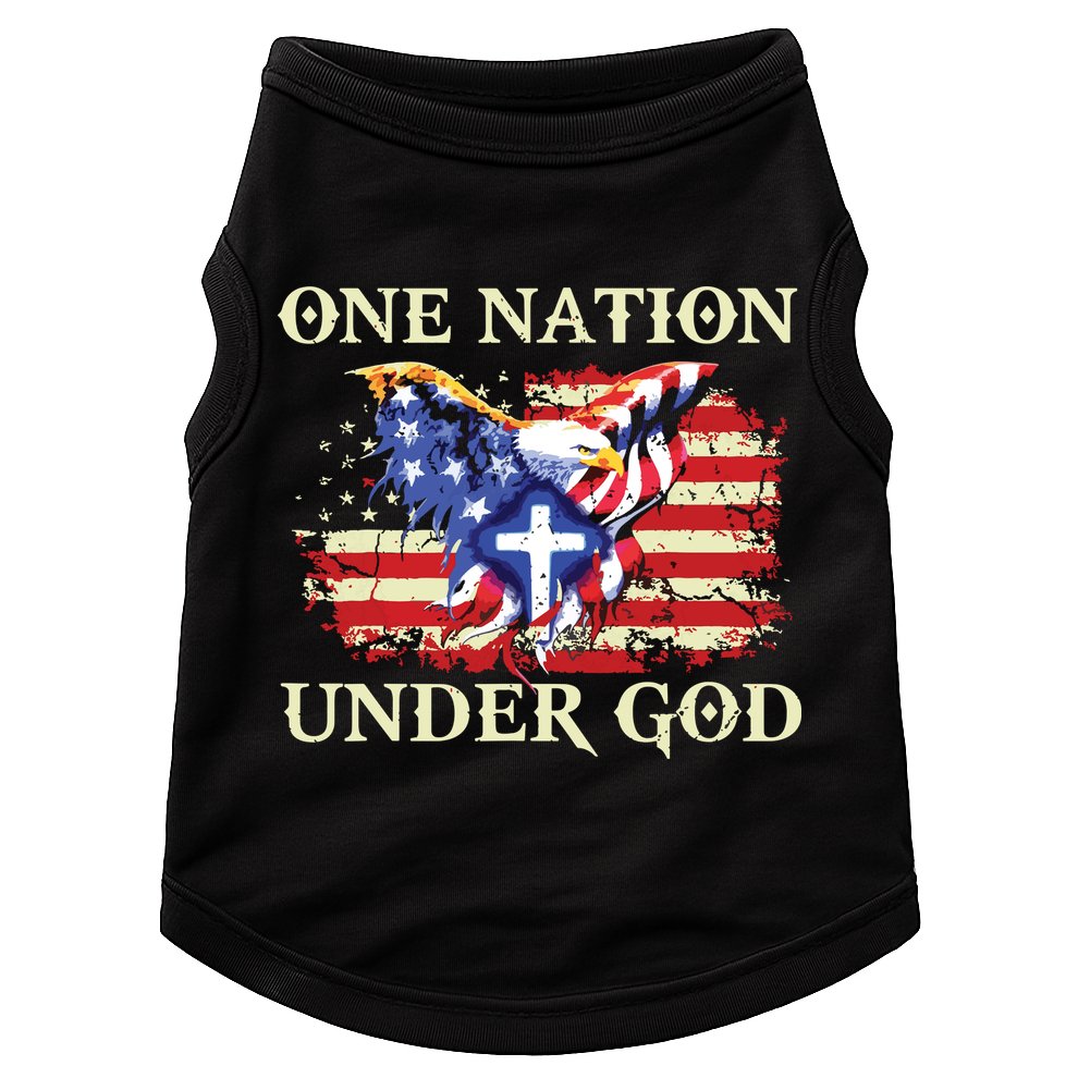 One Nation Under God Patriotic Usa Christian Doggie Tank