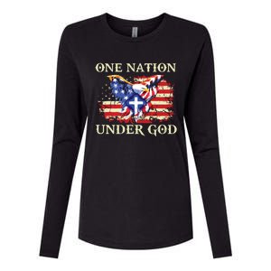 One Nation Under God Patriotic Usa Christian Womens Cotton Relaxed Long Sleeve T-Shirt