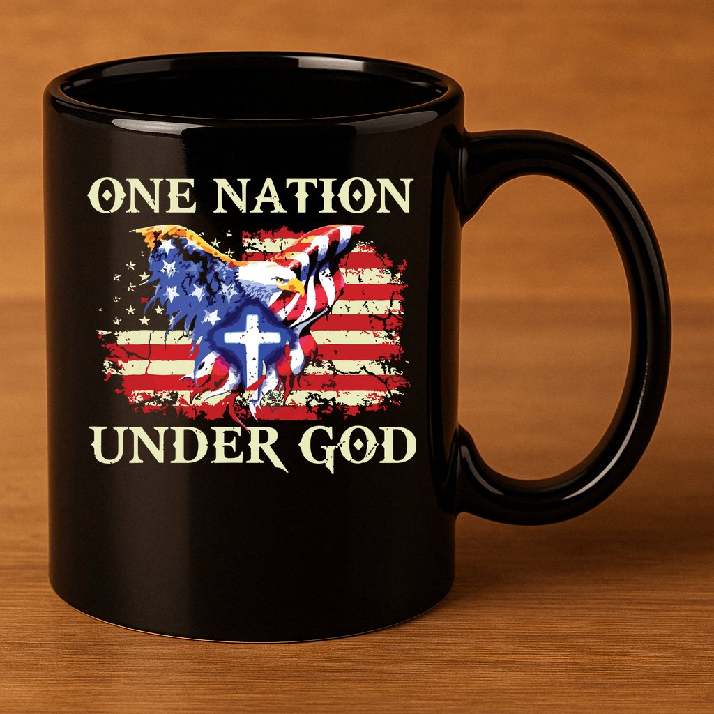 One Nation Under God Patriotic Usa Christian 11oz C Handle Ceramic Mug