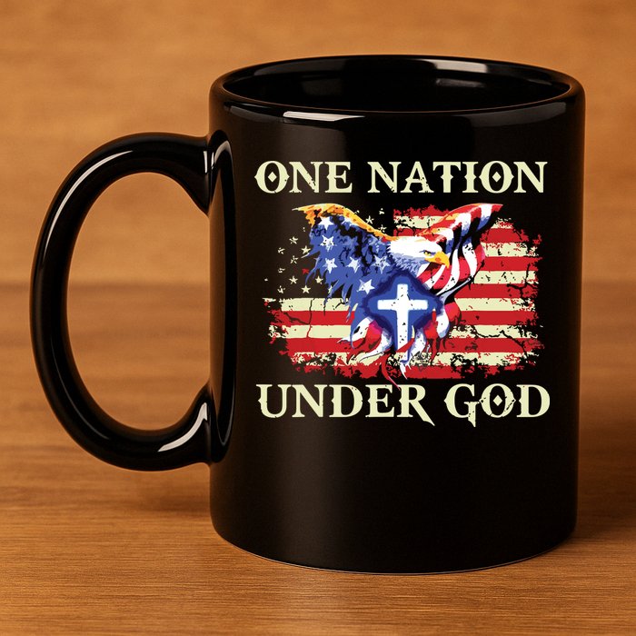 One Nation Under God Patriotic Usa Christian 11oz C Handle Ceramic Mug