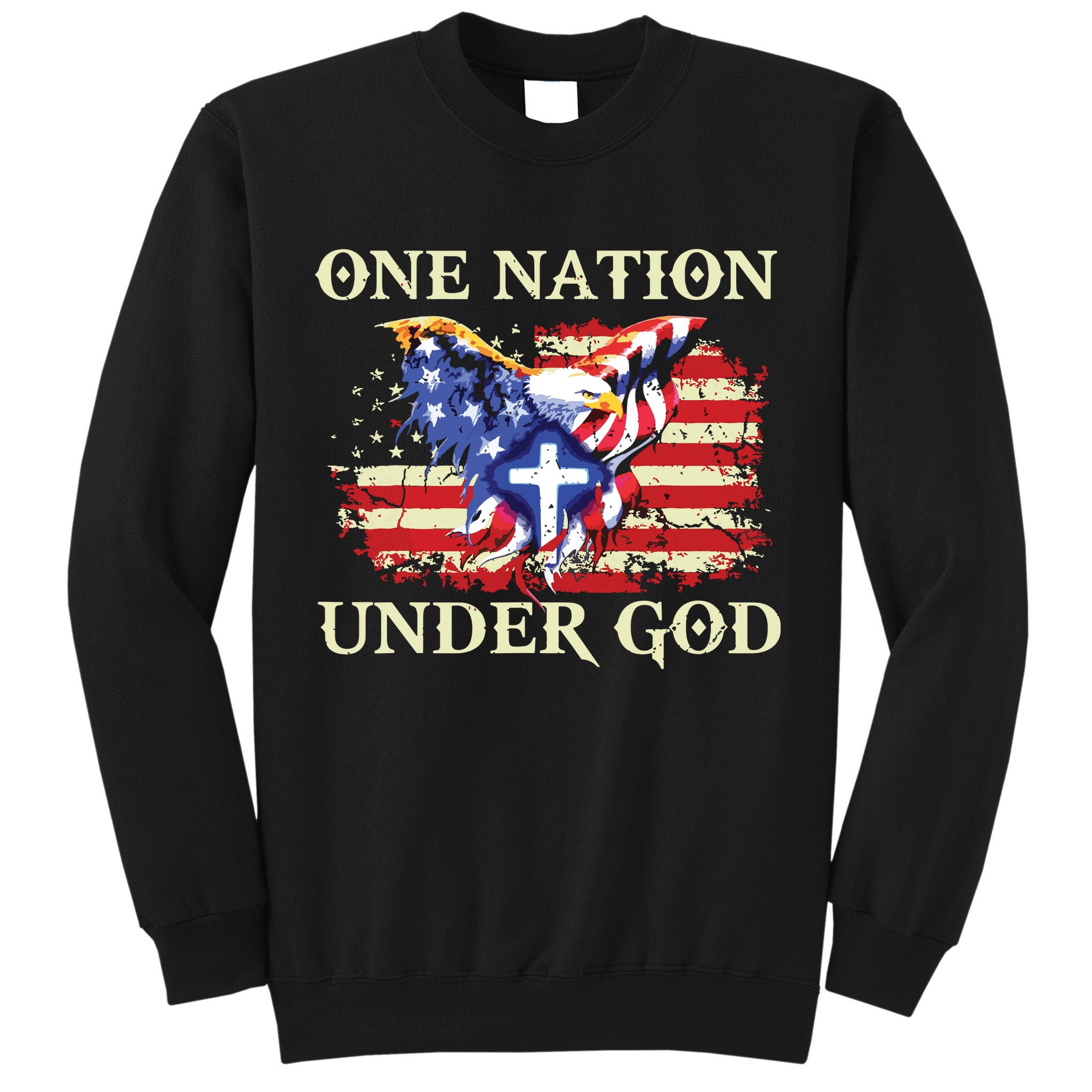 One Nation Under God Patriotic Usa Christian Tall Sweatshirt