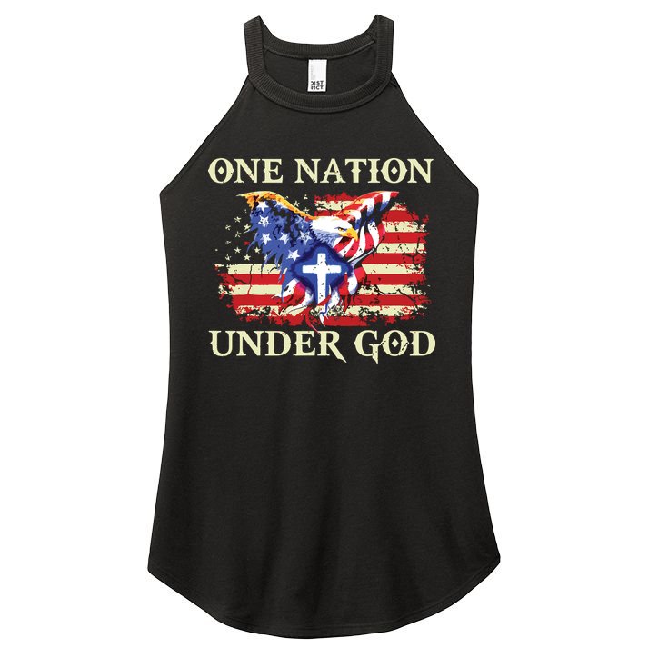 One Nation Under God Patriotic Usa Christian Women's Perfect Tri Rocker Tank