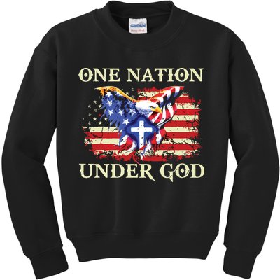 One Nation Under God Patriotic Usa Christian Kids Sweatshirt