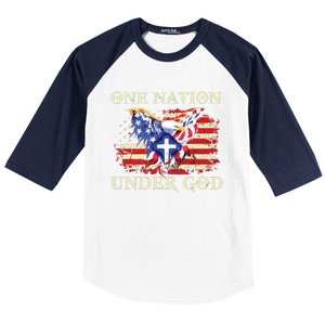 One Nation Under God Patriotic Usa Christian Baseball Sleeve Shirt