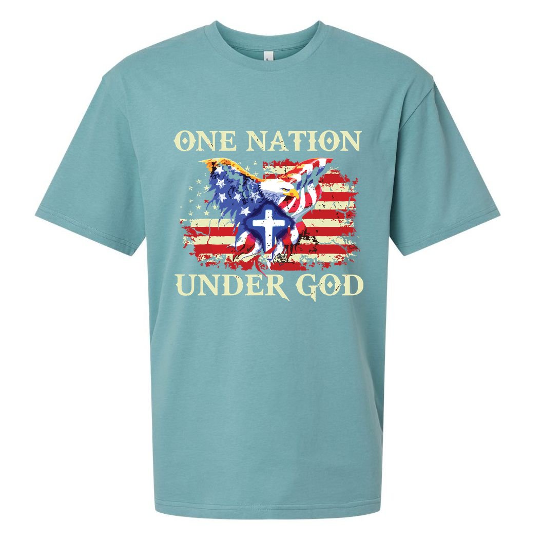 One Nation Under God Patriotic Usa Christian Sueded Cloud Jersey T-Shirt